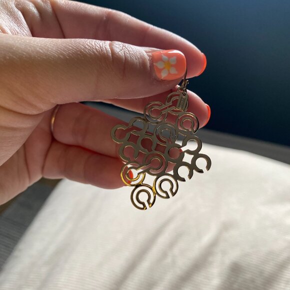 Dangly Coach Earrings Gold - Picture 2 of 7